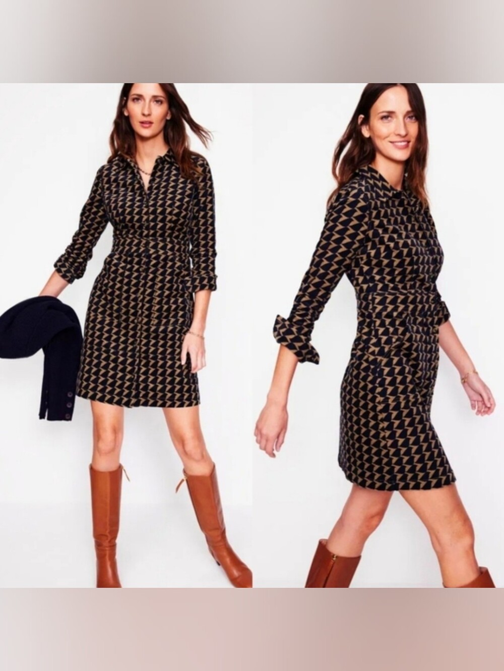 BODEN Flora Geometric Corduroy Shirt Dress